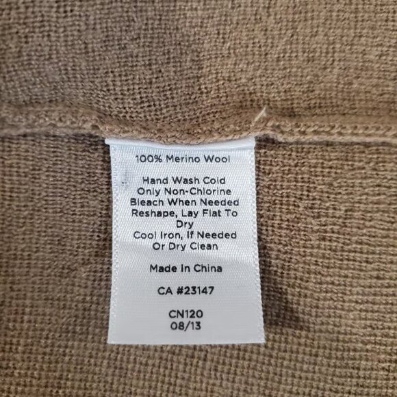 Talbots 100% Merino Wool Shoulder Button Accent Midi Sweater Dress Size L Tan - Picture 6 of 6